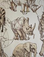 Tissu exclusif Luxury Safari - 300x280cm - Rhinocéros,, Antiek en Kunst