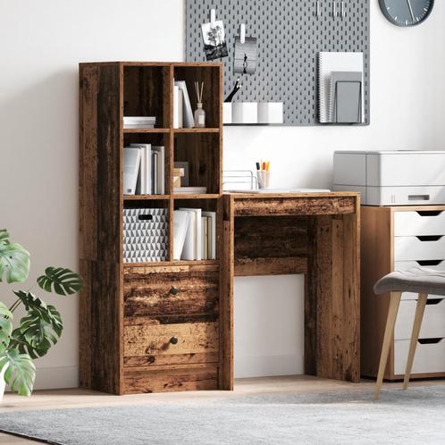 vidaXL Bureau met Opslag in Oud Hout en Geengineerd Hout, Huis en Inrichting, Kasten | Dressoirs, Nieuw, Verzenden