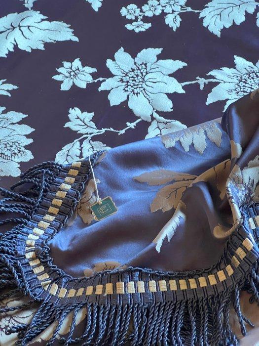 Zijden colcha met adamascada in blauw en zilver, met geprint, Antiek en Kunst, Antiek | Overige Antiek