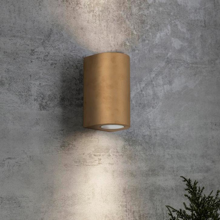 Wandverlichting modern Big Noa Up en Down Muurlamp Messing, Tuin en Terras, Buitenverlichting, Verzenden