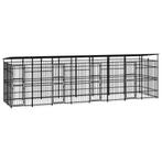 vidaXL Hondenkennel met dak 14,75 m² staal, Verzenden, Nieuw