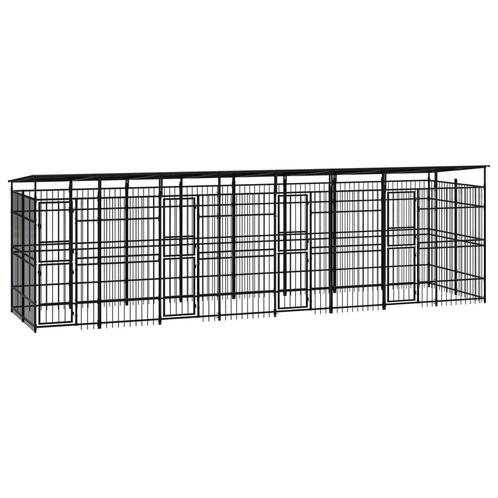 vidaXL Hondenkennel met dak 14,75 m² staal, Dieren en Toebehoren, Hondenbenches, Nieuw, Verzenden