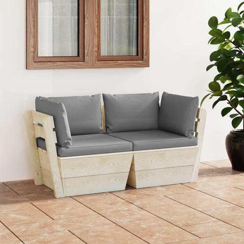 vidaXL Tuinbank 2-zits met kussens pallet vurenhout, Tuin en Terras, Tuinsets en Loungesets, Nieuw, Verzenden