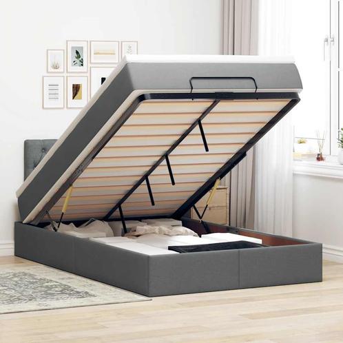vidaXL Bed met matras 120x200 cm stof donkergrijs, Huis en Inrichting, Slaapkamer | Bedden, Nieuw, Verzenden