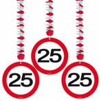 Hangdecoratie 25 Jaar Verkeersbord 75cm 3st, Hobby en Vrije tijd, Verzenden, Nieuw
