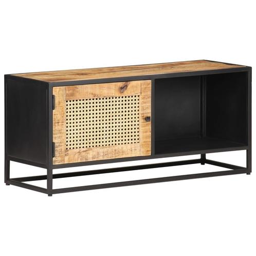 vidaXL Tv-meubel 90x30x40 cm ruw mangohout en natuurlijk, Huis en Inrichting, Kasten |Televisiemeubels, Nieuw, Verzenden