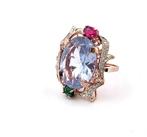 Zonder Minimumprijs - Ring - 9 kt. Roségoud, Zilver Topaas -, Handtassen en Accessoires, Ringen, Nieuw