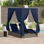 vidaXL Dubbele ligstoel Grijs Groot Rattan & Polyester, Tuin en Terras, Verzenden, Nieuw