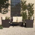 vidaXL 4-delige Loungeset met kussens poly rattan zwart, Verzenden, Nieuw, Loungeset