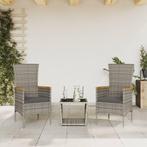 vidaXL 3-delige Tuinset met kussens poly rattan grijs, Verzenden, Nieuw, Tuinset
