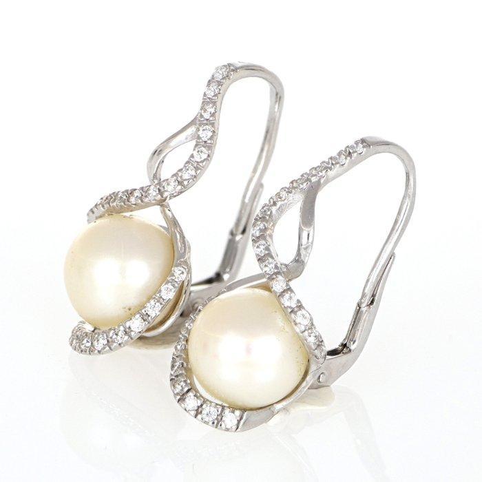Zonder minimumprijs - Oorbellen - 18 karaat Witgoud Parel, Bijoux, Sacs & Beauté, Boucles d'oreilles