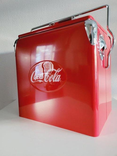 Coca-Cola - Reclamebord - Koelbox, 1980 - Metaal, Antiek en Kunst, Antiek | Wandborden en Tegels