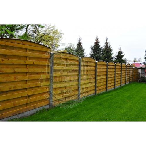 Ecran de jardin en bois avec curve  b180xh180 cm  ( + rail, Tuin en Terras, Tuinhekken en Hekwerk