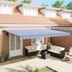 vidaXL Inklapbare Luifel Blauw en Wit 500x300 cm, Tuin en Terras, Verzenden, Nieuw