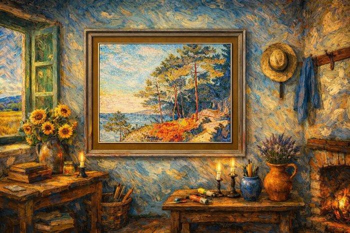 École postimpressionniste (XX) - Paysage en vibration de, Antiek en Kunst, Kunst | Schilderijen | Klassiek