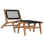 vidaXL Chaise longue avec repose-pied Bois de teck, Jardin & Terrasse, Verzenden, Neuf