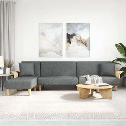vidaXL Slaapbank L-vormig 279x140x70 cm stof donkergrijs, Huis en Inrichting, Zetels | Zetels, Nieuw, Verzenden