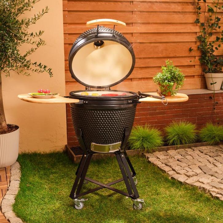 Barbecue à charbon kamado - Ø 46,5 cm - noir - 75 x 130 x, Tuin en Terras, Houtskoolbarbecues, Verzenden
