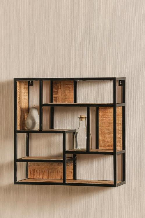 Wandrek Mangohout Bowi 60x60 cm, Huis en Inrichting, Woonaccessoires | Wandplanken en Boekenplanken, Nieuw, Verzenden