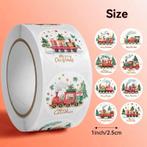 Sluitstickers kerstetiketten merry christmas kersttrein rond