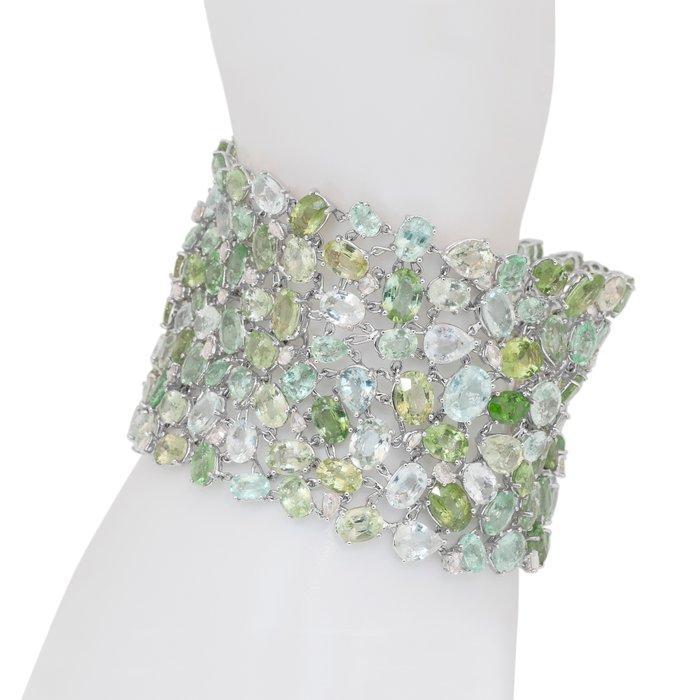 Armband - 18 karaat Witgoud - 169.58ct. tw. Toermalijn -, Handtassen en Accessoires, Armbanden