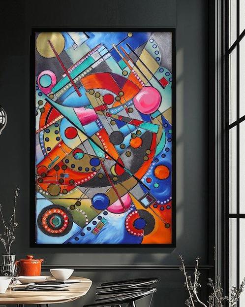 Ksavera - Cubism A1349 - abstract painting on XXL canvas, Antiek en Kunst, Kunst | Schilderijen | Modern