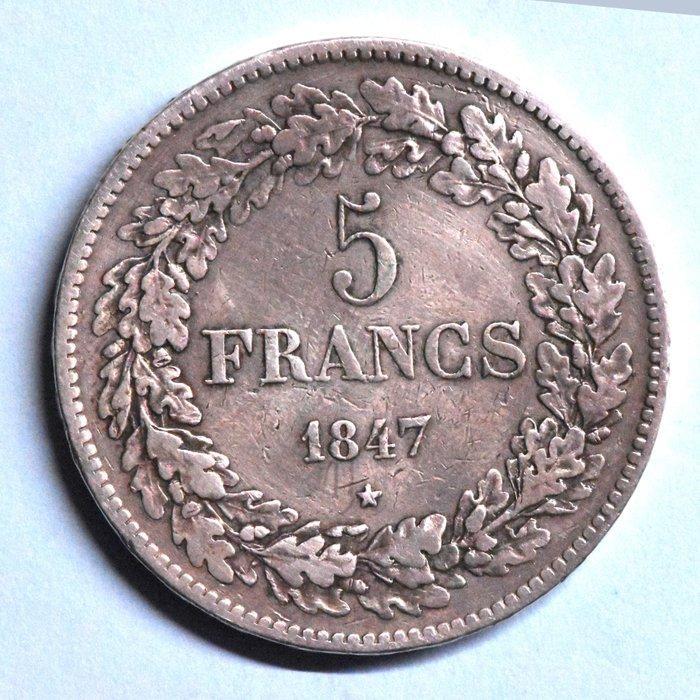 België. Leopold I. 5 Frank 1847 (Zonder minimumprijs), Postzegels en Munten, Munten | Nederland