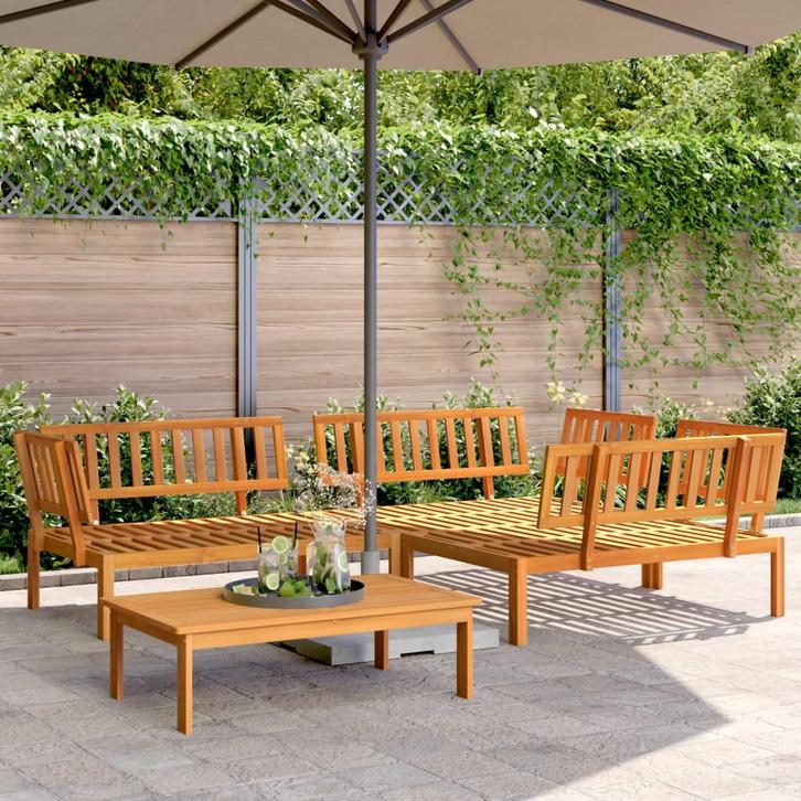 vidaXL 4-delige Loungeset pallet massief acaciahout, Tuin en Terras, Tuinsets en Loungesets, Nieuw, Verzenden