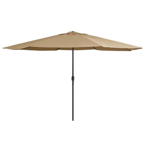 Parasol Taupe 390cm - Metalen Paal | Tweede Kansje | OP = OP, Tuin en Terras, Parasols, 3 tot 4 meter, Nieuw, Stokparasol, Verzenden