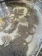 Antique Silver Plated Tray with Embossed Vine and Grape