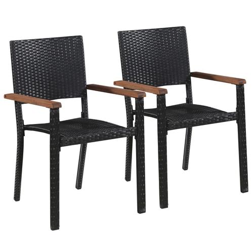 vidaXL Tuinstoelen 2 st poly rattan zwart, Tuin en Terras, Tuinstoelen, Nieuw, Verzenden