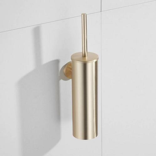Toiletborstelhouder BWS Brass met Wandhouder Geborsteld Mat, Doe-het-zelf en Bouw, Sanitair, Bad, Nieuw, Ophalen of Verzenden