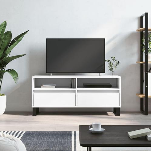 vidaXL Meuble TV blanc 100x34,5x44,5 cm bois, Maison & Meubles, Armoires | Mobilier de télévision, Neuf, Envoi