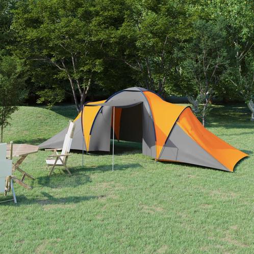 vidaXL Tent 6-persoons grijs en oranje, Caravanes & Camping, Tentes, Envoi