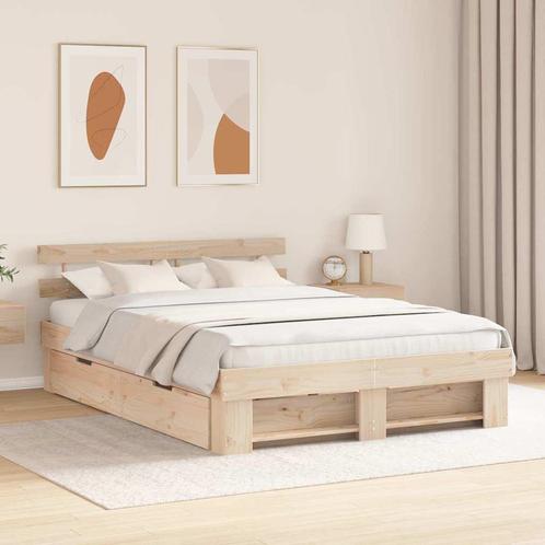 vidaXL Bedframe met hoofdeinde Bruin 140 x 200 cm Massief, Huis en Inrichting, Slaapkamer | Bedden, Nieuw, Verzenden