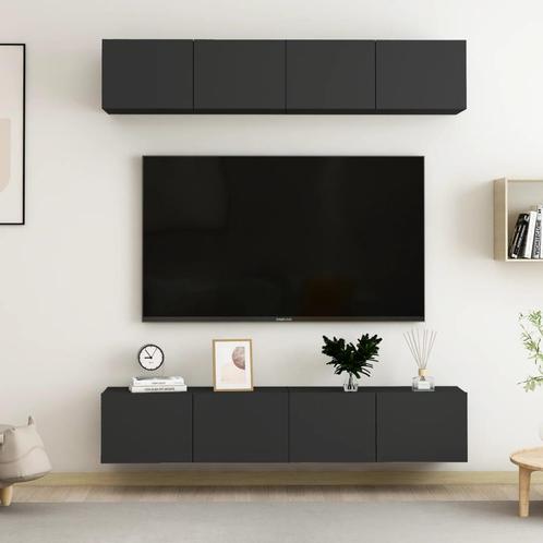 vidaXL 4-delige Tv-meubelen 80x30x30 cm bewerkt hout zwart, Huis en Inrichting, Kasten |Televisiemeubels, Nieuw, Verzenden