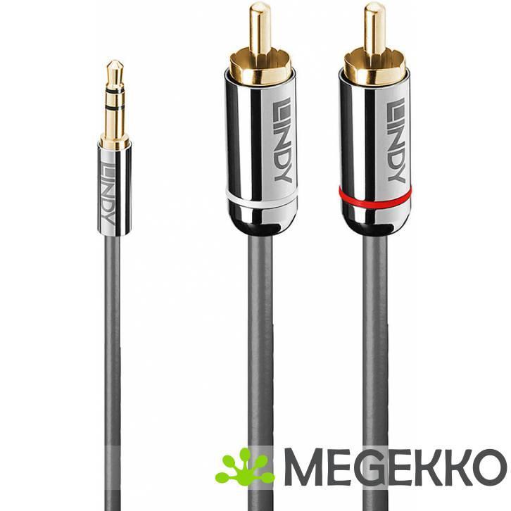Lindy 35334 audio kabel 2 m 3.5mm 2 x RCA Antraciet, Computers en Software, Overige Computers en Software, Nieuw, Verzenden
