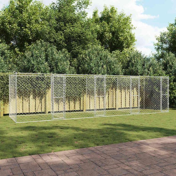 vidaXL Hondenbench Zilver 800 x 200 x 200 cm Gegevens staal, Dieren en Toebehoren, Hondenbenches, Nieuw, Verzenden