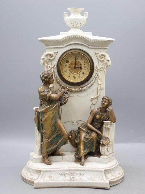 Karl Ens, Volkstedt - Figure - Clock with classical figures, Antiek en Kunst, Antiek | Glaswerk en Kristal