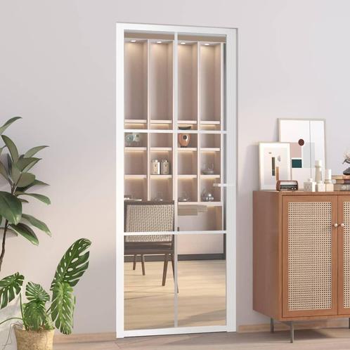 vidaXL Binnendeur 83x201,5 cm ESG-glas en aluminium wit, Doe-het-zelf en Bouw, Deuren en Vliegenramen, Nieuw, Verzenden