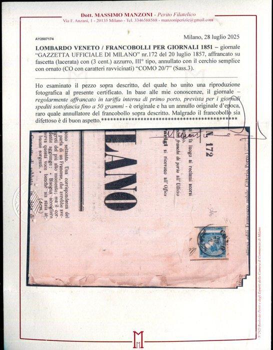 Italiaanse oude staten - Lombardije Venetië 1851 - Mercurio, Timbres & Monnaies, Timbres | Europe | Italie