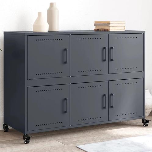 vidaXL Dressoir 100,5x39x72 cm staal antracietkleurig, Huis en Inrichting, Kasten | Dressoirs, Nieuw, Verzenden