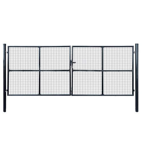 vidaXL Gaaspoort 400x150 cm gegalvaniseerd staal grijs, Tuin en Terras, Tuinpoorten, Nieuw, Verzenden