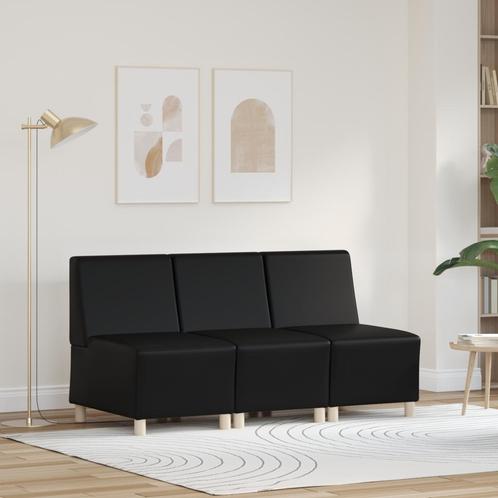 vidaXL Sofa Stoelen 3 pcs Zwart 55 x 74 x 82 cm Kunstleer, Huis en Inrichting, Zetels | Zetels, Nieuw, Verzenden