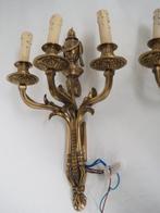 Pair of gilded bronze wall sconces, Louis XVI style, France,, Antiek en Kunst, Curiosa en Brocante
