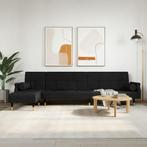 vidaXL Slaapbank L-vormig 271x140x70 cm fluweel zwart, Huis en Inrichting, Zetels | Zetels, Verzenden, Nieuw