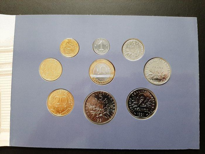 Frankrijk. Year Set (FDC) 1991 (9 monnaies), Postzegels en Munten, Munten | Europa | Euromunten