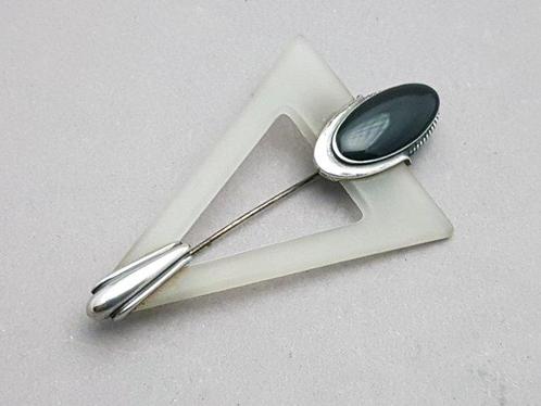 Argent + Celluloïde/plastique - Broche - Art Déco., Antiek en Kunst, Kunst | Designobjecten