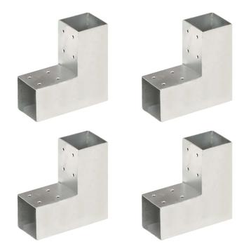 vidaXL Paalverbindingen 4 st L-vorm 71x71 mm gegalvaniseerd, Tuin en Terras, Palen, Balken en Planken, Verzenden, Nieuw