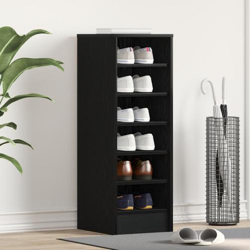 vidaXL Schoenenkast Zwart Eiken 31,5x35x90 cm Gelaagd Hout, Huis en Inrichting, Kasten | Schoenenkasten, Nieuw, Verzenden